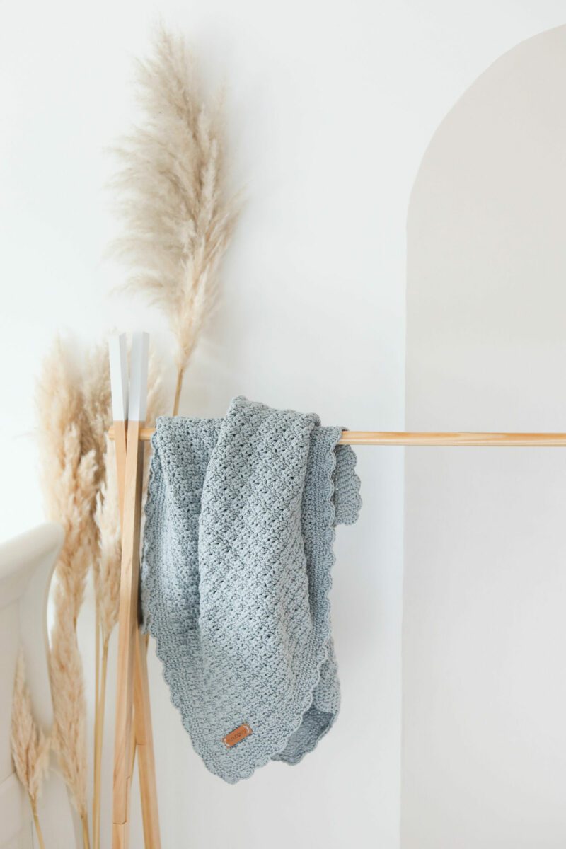 Handmade Crochet Blanket Nunuberry Oyster Grey