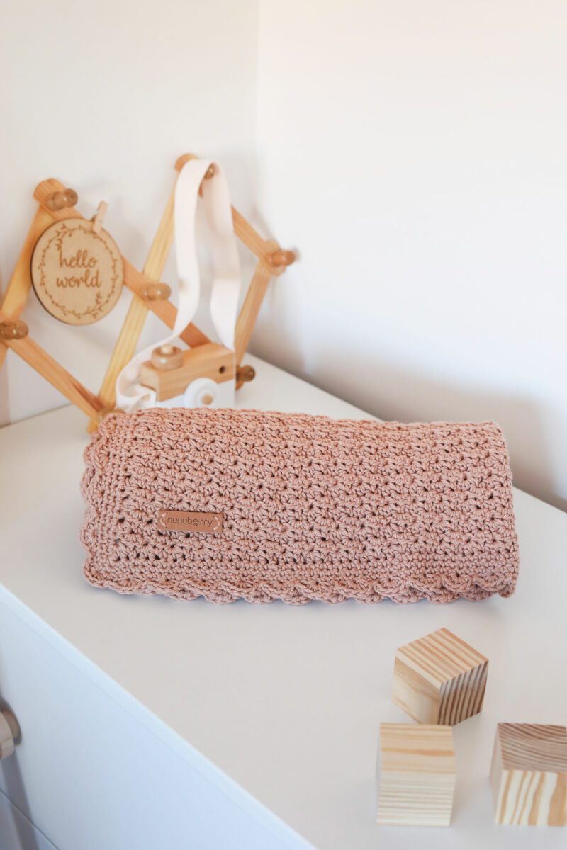 Handmade Crochet Blanket Nunuberry Blush Peach